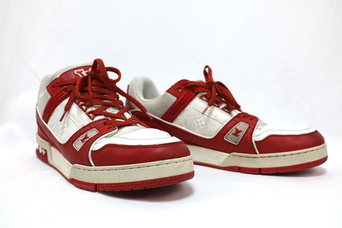 2021 SS ルイヴィトン LVトレイナー ライン スニーカー レッド ホワイト UK 10 約28.5 cm FD 0261 1 A 8 PJW