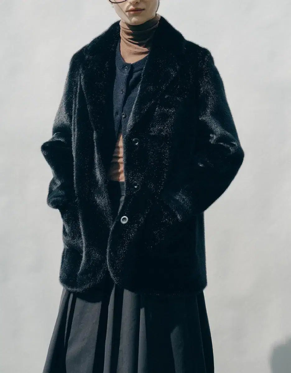 フェイクファー ジャケット BK Calvin Klein