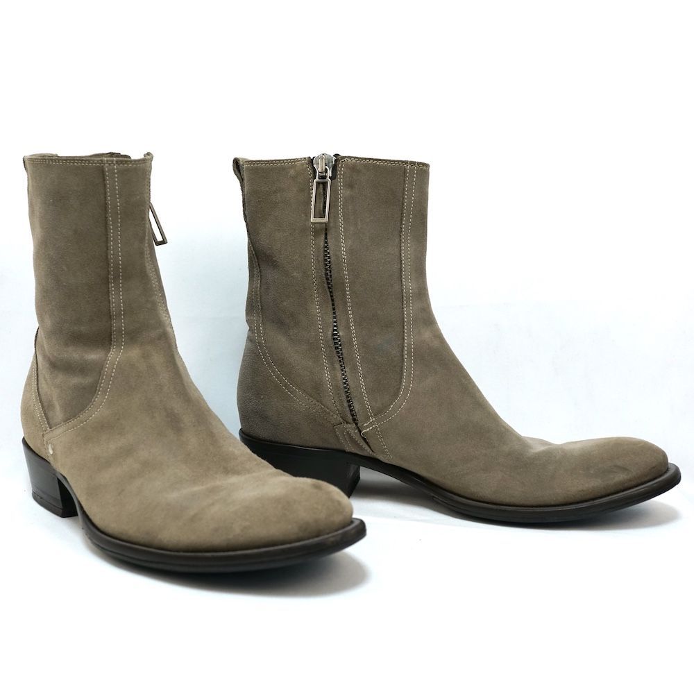 2010 AW ディオールオム サイドジップ スエード ブーツ ベージュ 約28 cm OHBU