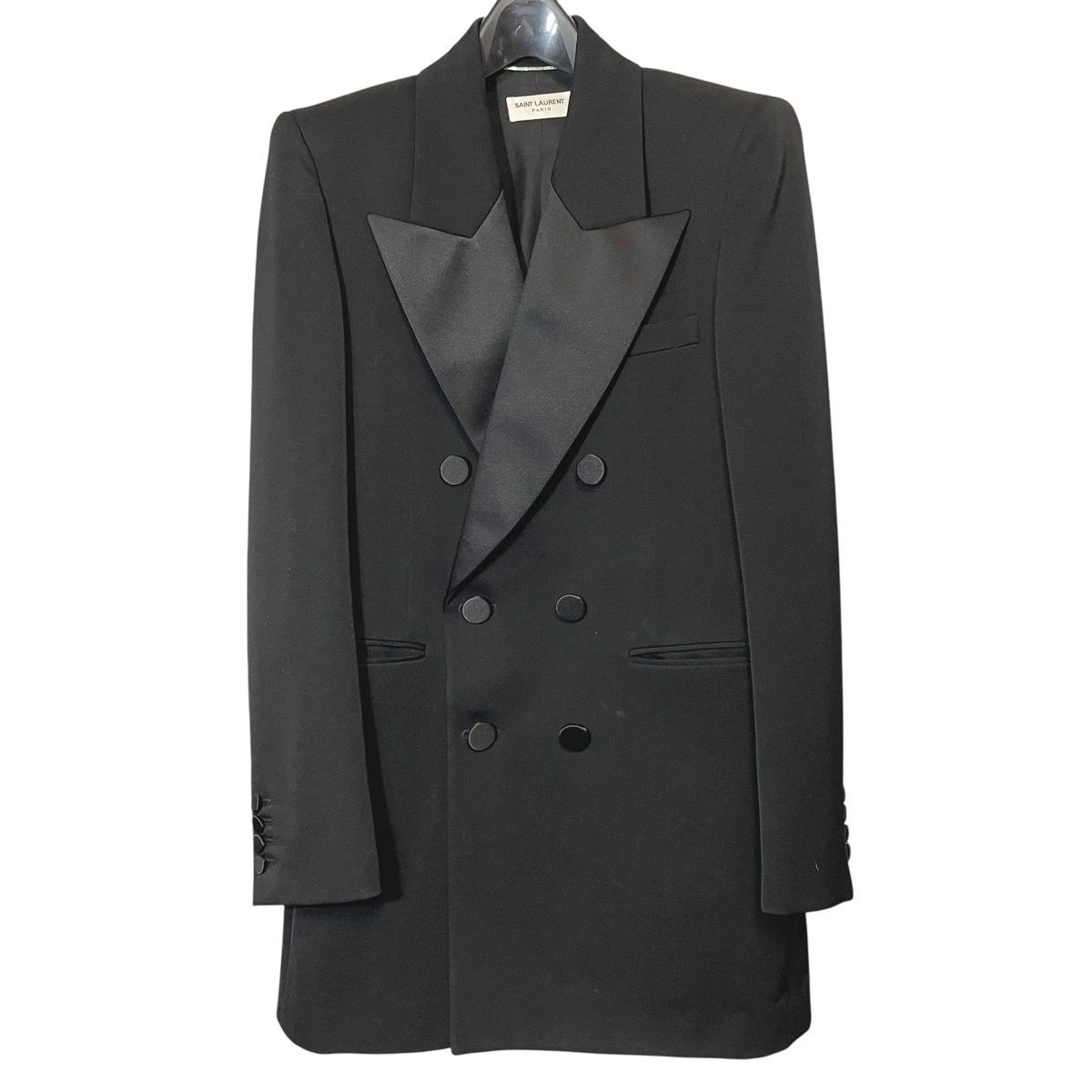 Saint Laurent サンローラン ダブルブレスト ロングジャケット V 95 B 736611 Y 7 E 63 1000 ジャケット スーツ メンズ ブラック RD