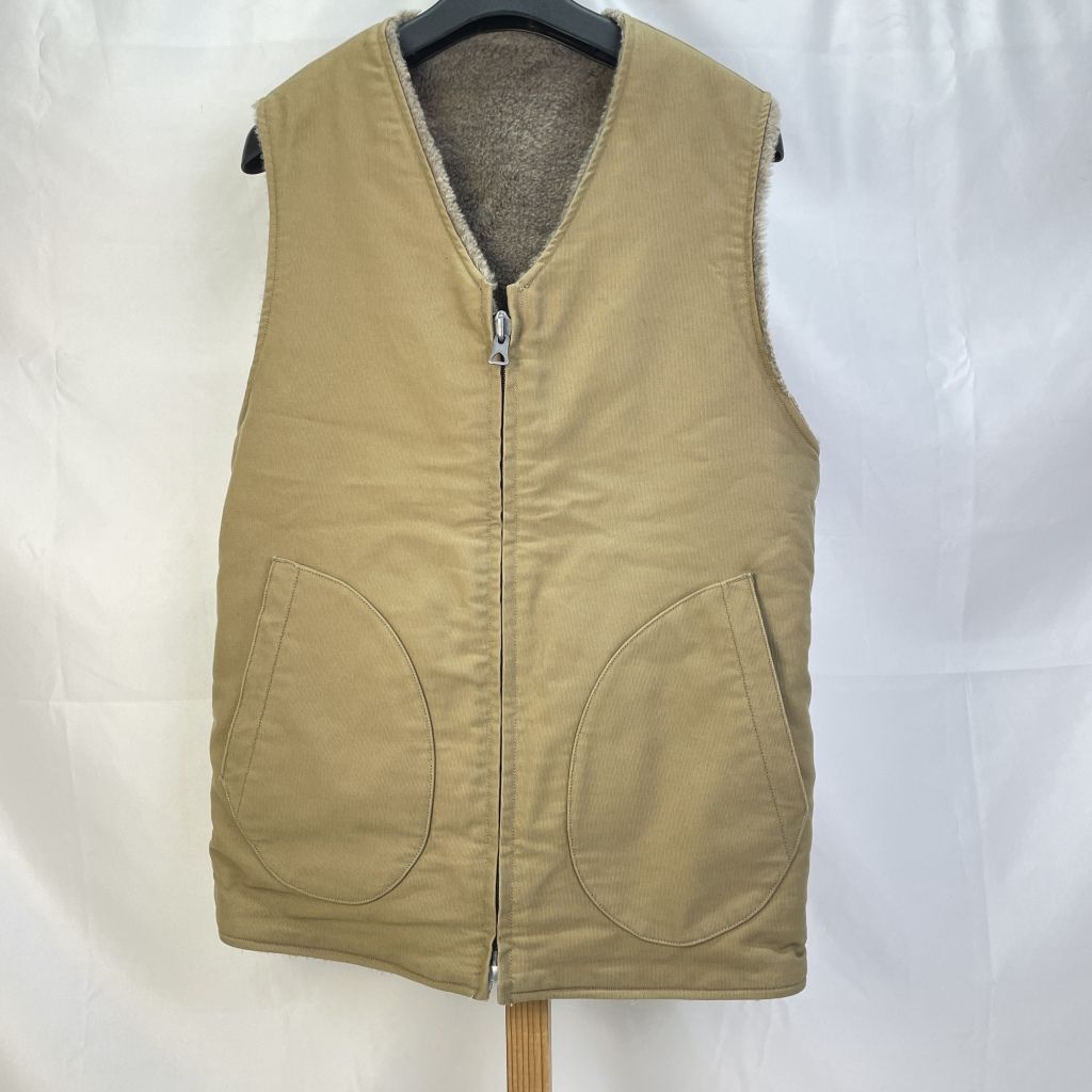 01 w 5957 バズリクソンズ Buzz Rickson s リバーシブル デッキベスト 裏地アルパカウール ブラウン サイズ38 メンズ ベスト コットン BR 14402 品