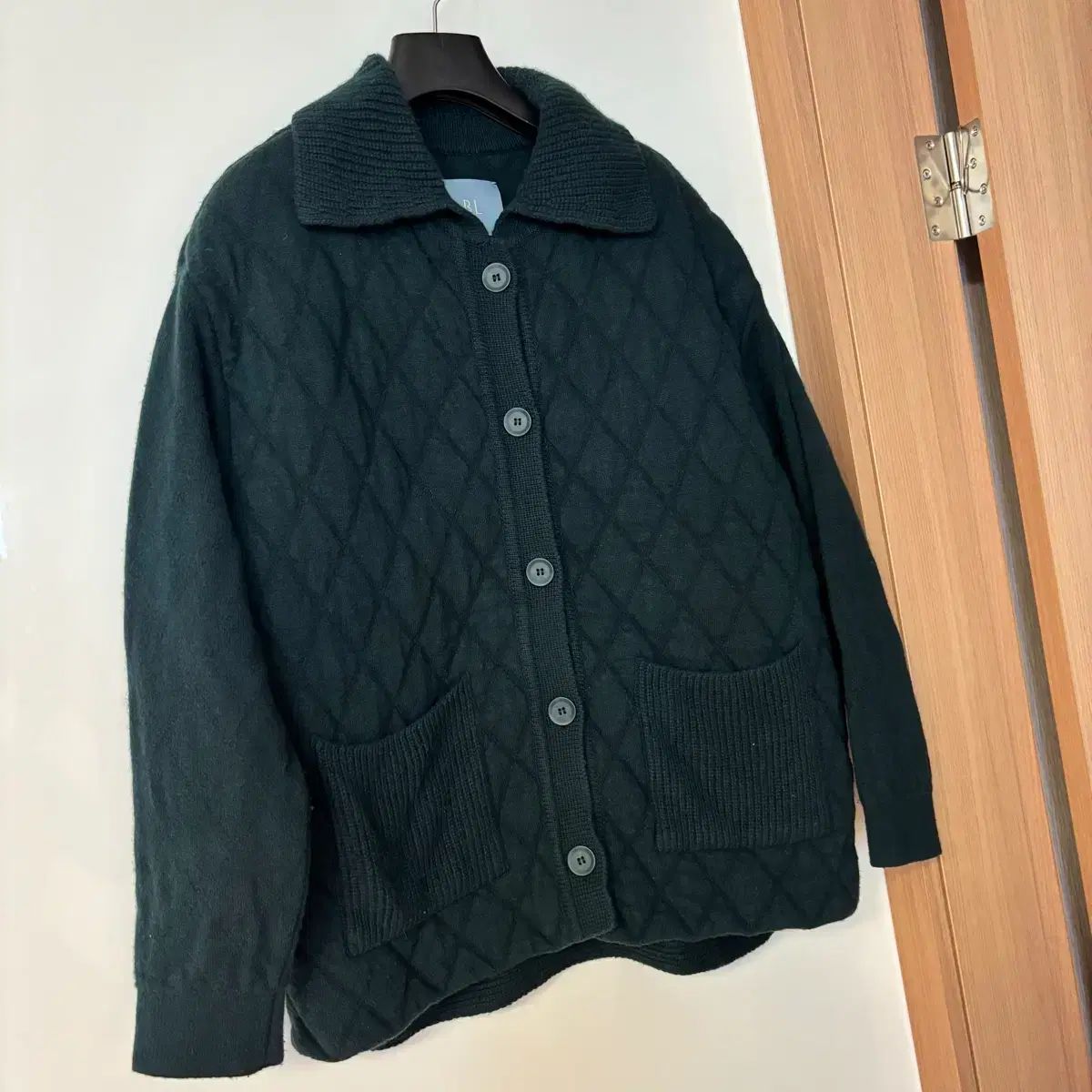 LBL ウールカシミア キルティング ニット ジャケット コート カーディガン ダークグリーン 通勤ルック ゲストルック