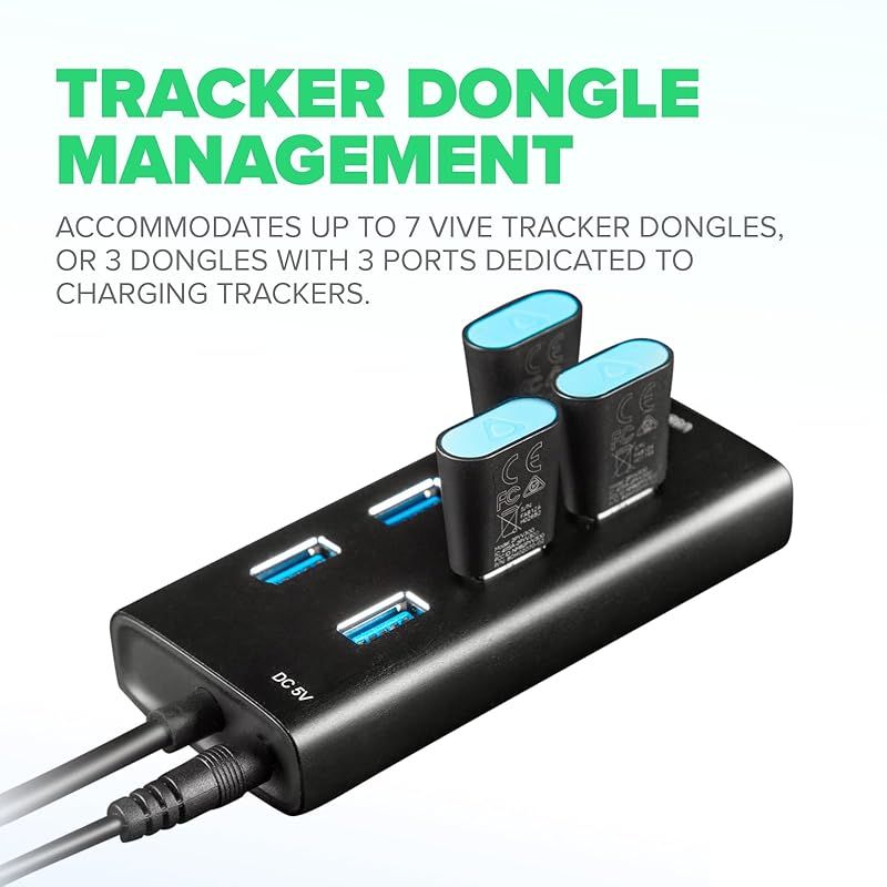 Rebuff Reality USBハブ3.0 - 7ポートUSBハブ スマート充電ポート1つ付き Vive Tracker 3.0 2.0 その他のVRドングルに対応 VRトラッカー MacBook iMac PC用データ転送 ブラック