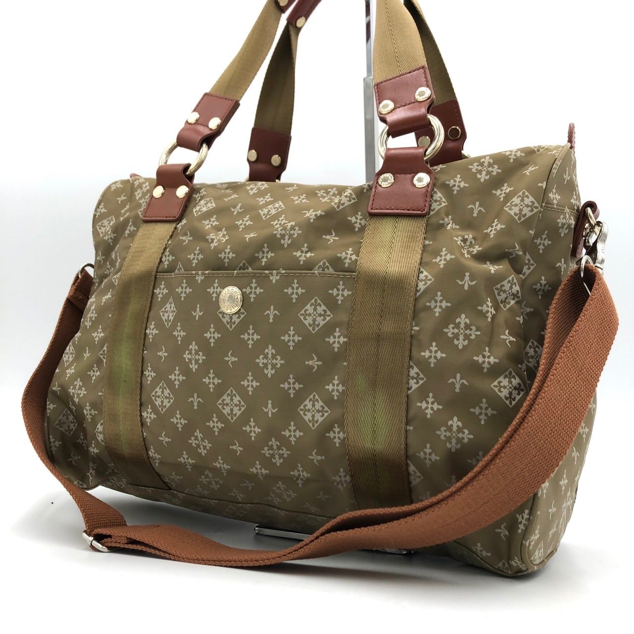 美品】russet ラシット モノグラム 2way トートバッグ ショルダー 茶系 