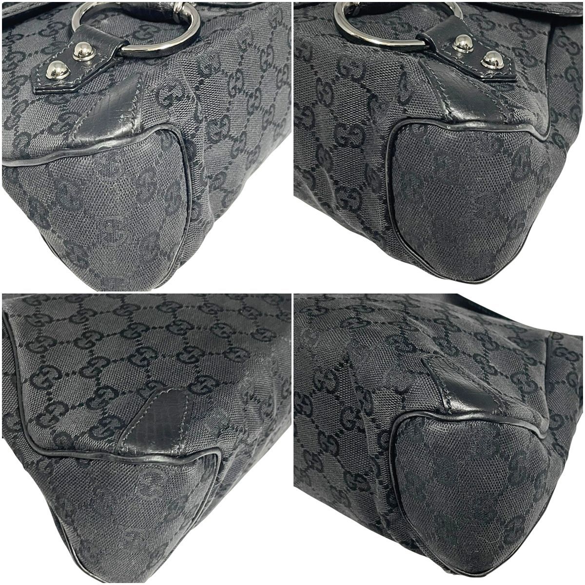 らむ出品 中古】 GUCCI グッチ GGキャンバス ホースビットワンショルダーバッグ