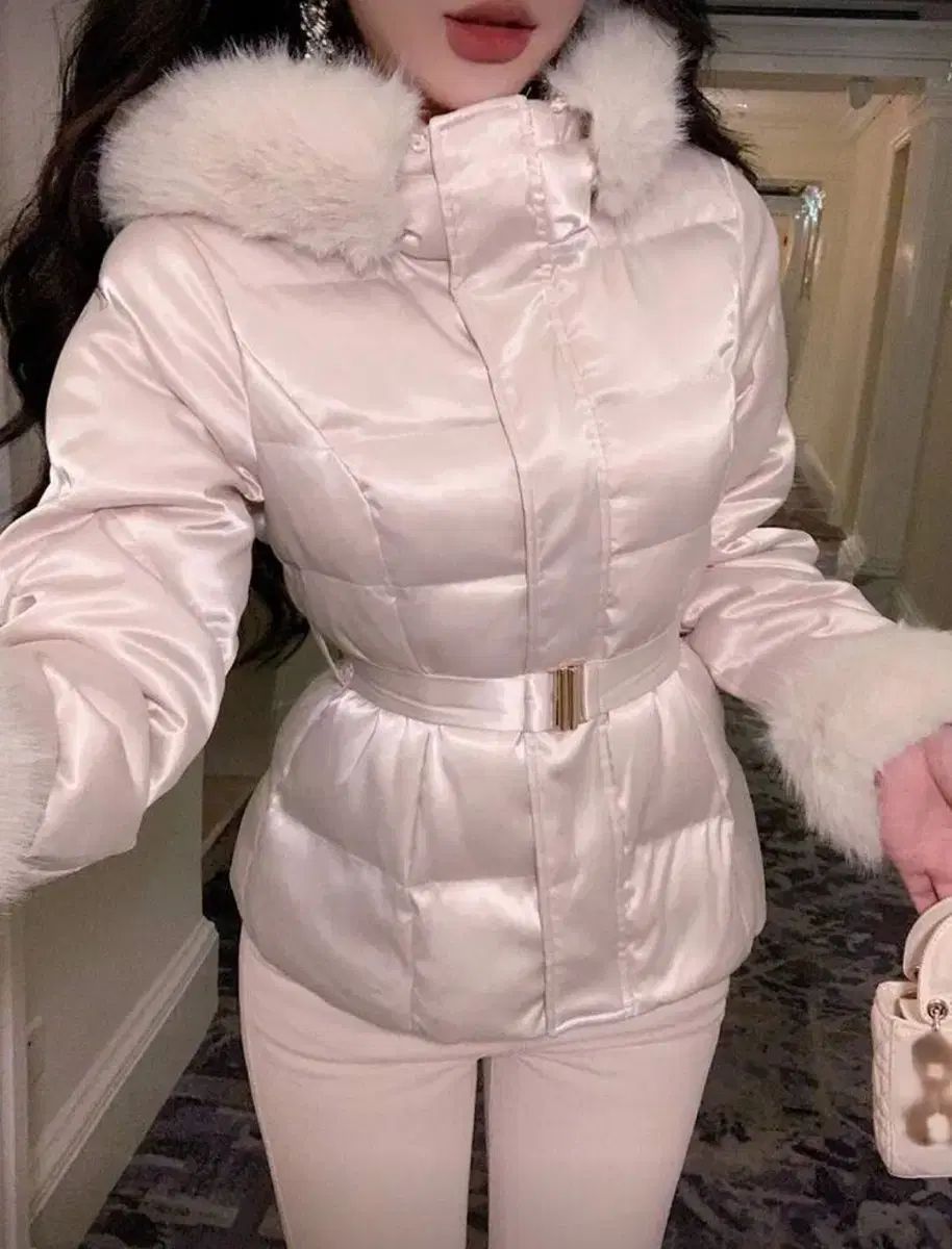 いちごミルク ライトピンク ファー ダウン ベルト セット