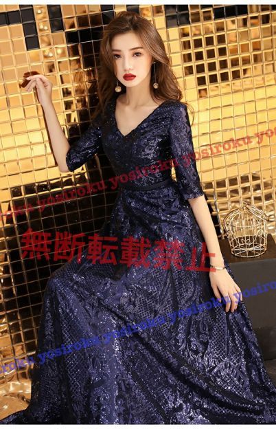 種類1：ネイビー/SS キラキラスパンコール刺繍ドレス (T) - メルカリ