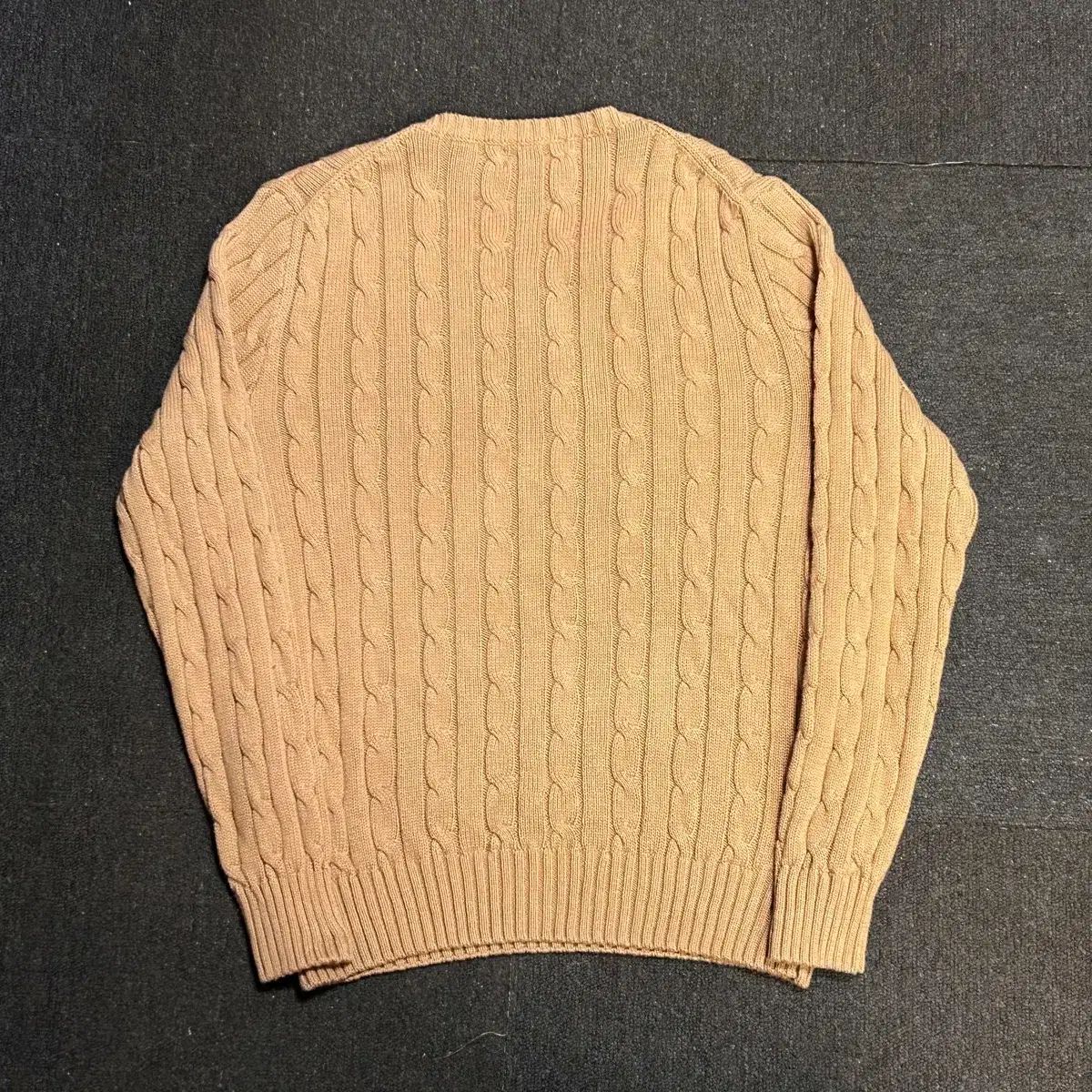 ポロラルフローレン ベージュ ケーブルニット 綿 ワンポイント刺繍