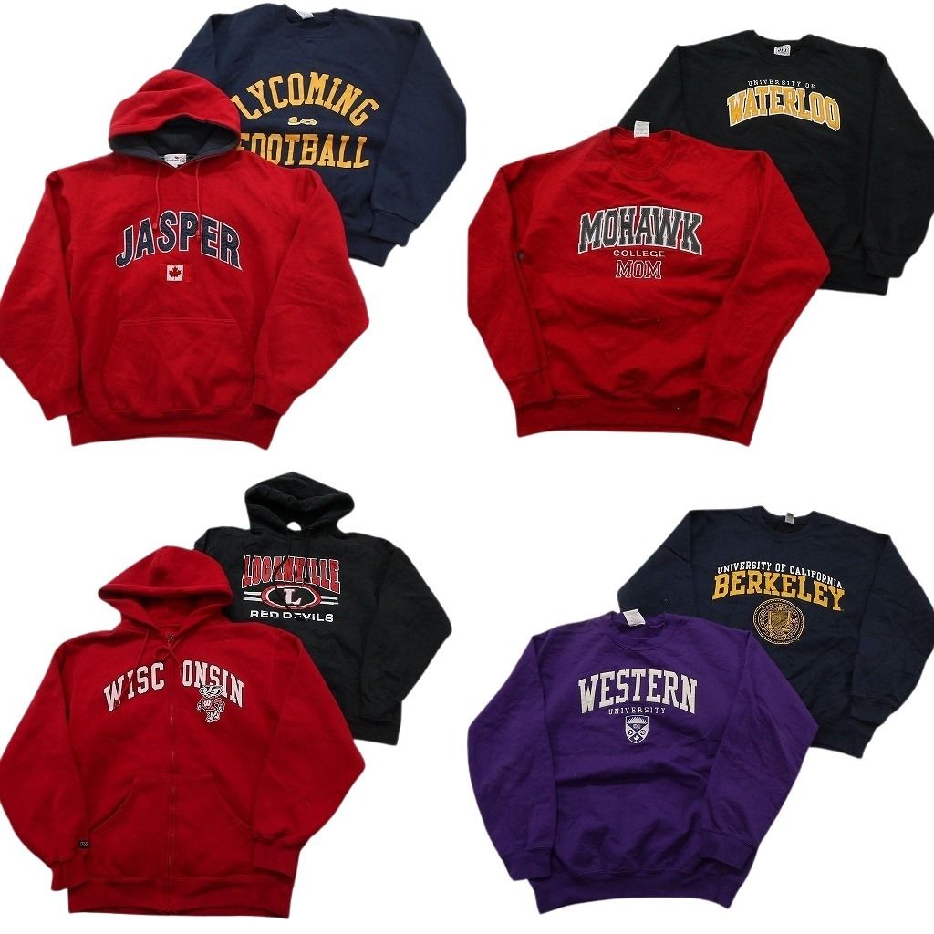 古着卸 まとめ売り カレッジ風 スウェット 8枚セット (メンズ M ) 3段