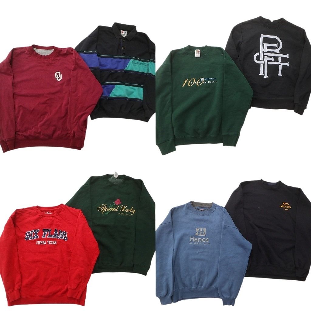 古着卸 まとめ売り カラー スウェット 8枚セット (メンズ L