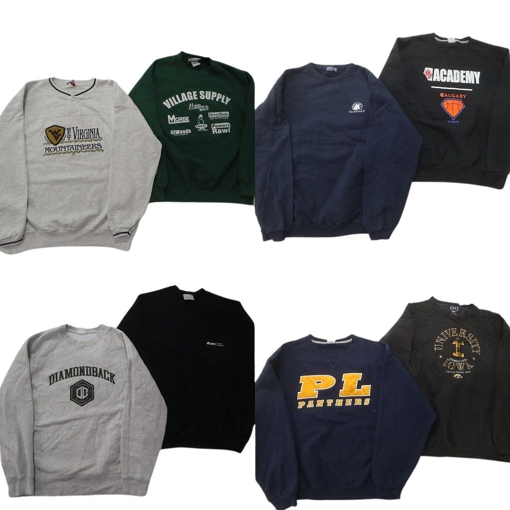 古着卸 まとめ売り カラー スウェット 8枚セット (メンズ L ) カレッジ