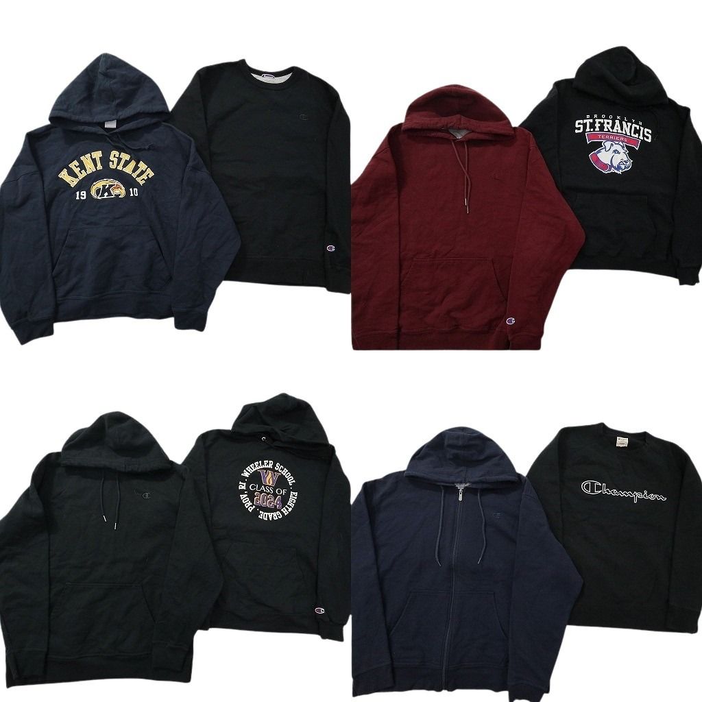 古着卸 チャンピオン Champion スウェット セット メンズ XL フルジップ カレッジ風 クルーネック 古着 ND 0908