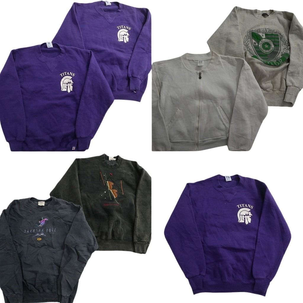 古着卸 スウェット セット メンズ S ラッセル フルジップ ブルゾン型 クルーネック 古着 ND 0935