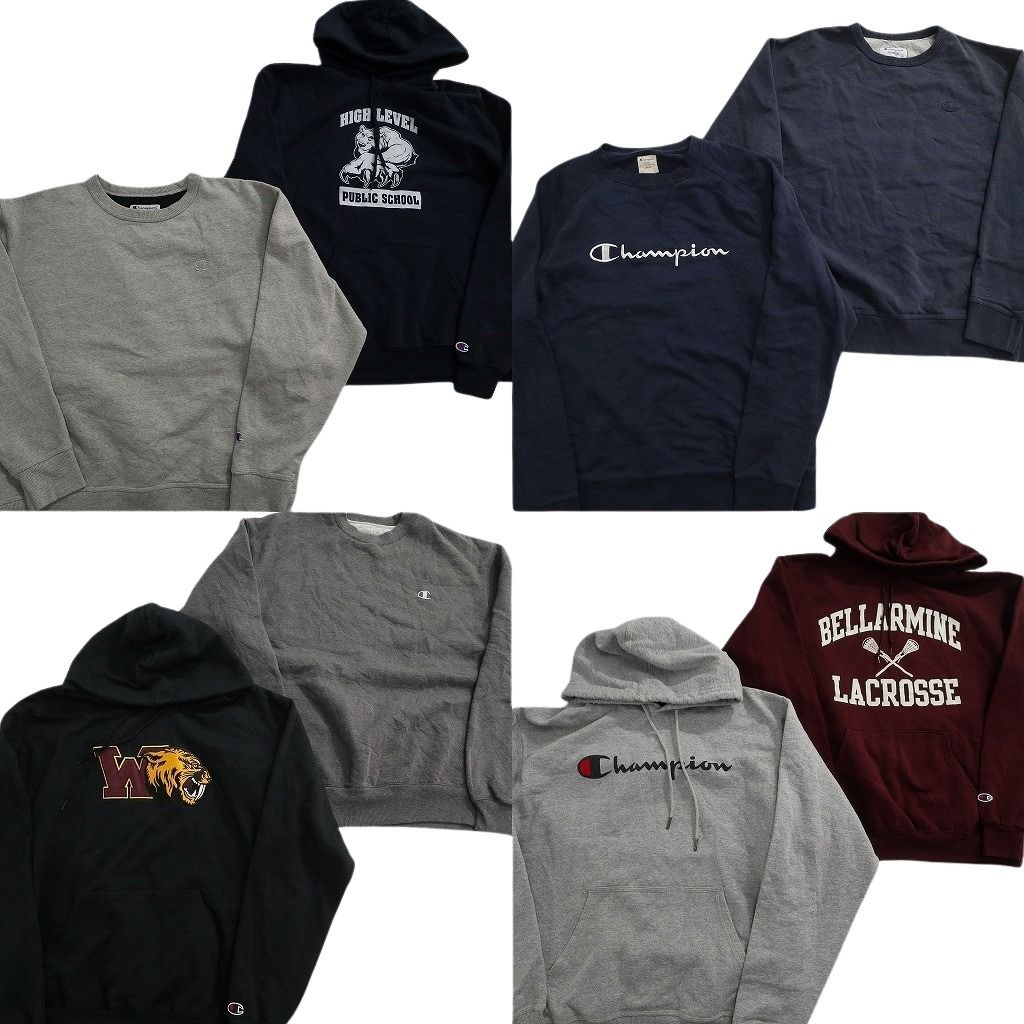 古着卸 チャンピオン Champion スウェット セット メンズ L カレッジ風 クルーネック ワンポイント 古着 ND 0932