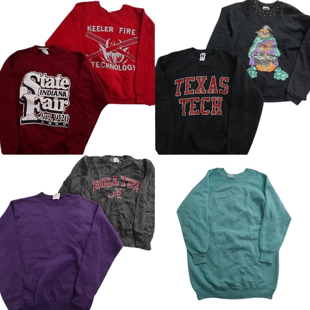 古着卸 スウェット セット メンズ M ラッセル アーチロゴ 英文字 カレッジ風 クルーネック 古着 ND 0929