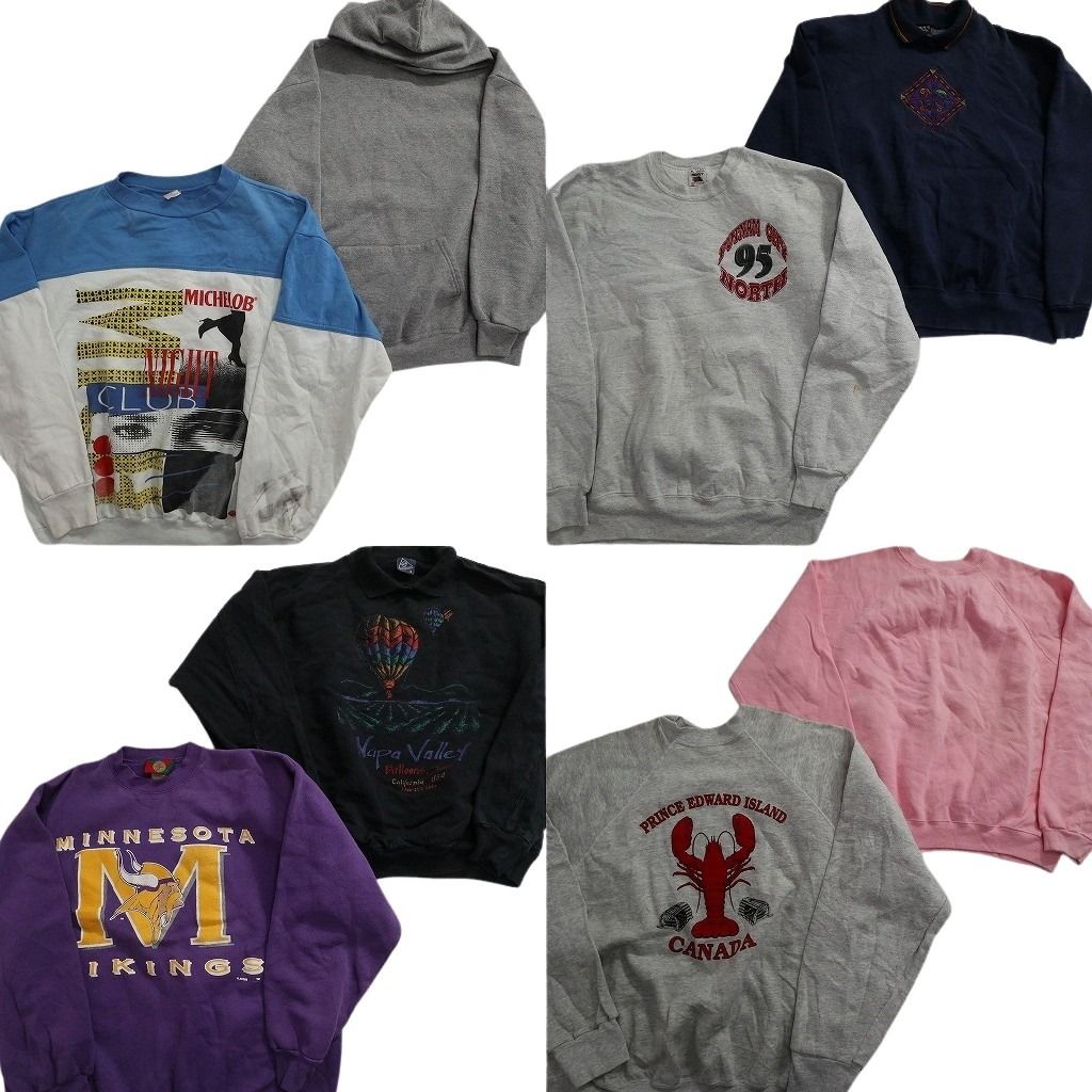 古着卸 スウェット セット メンズ XL フーディー バイ クルーネック ワンポイント 古着 ND 0922