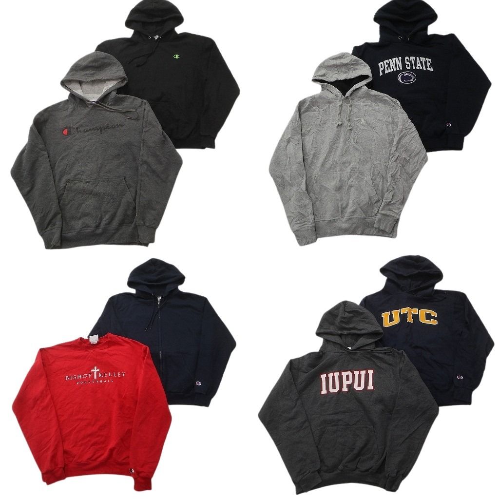 古着卸 チャンピオン Champion スウェット セット メンズ M フルジップ フーディー クルーネック カレッジ風 ND 0955