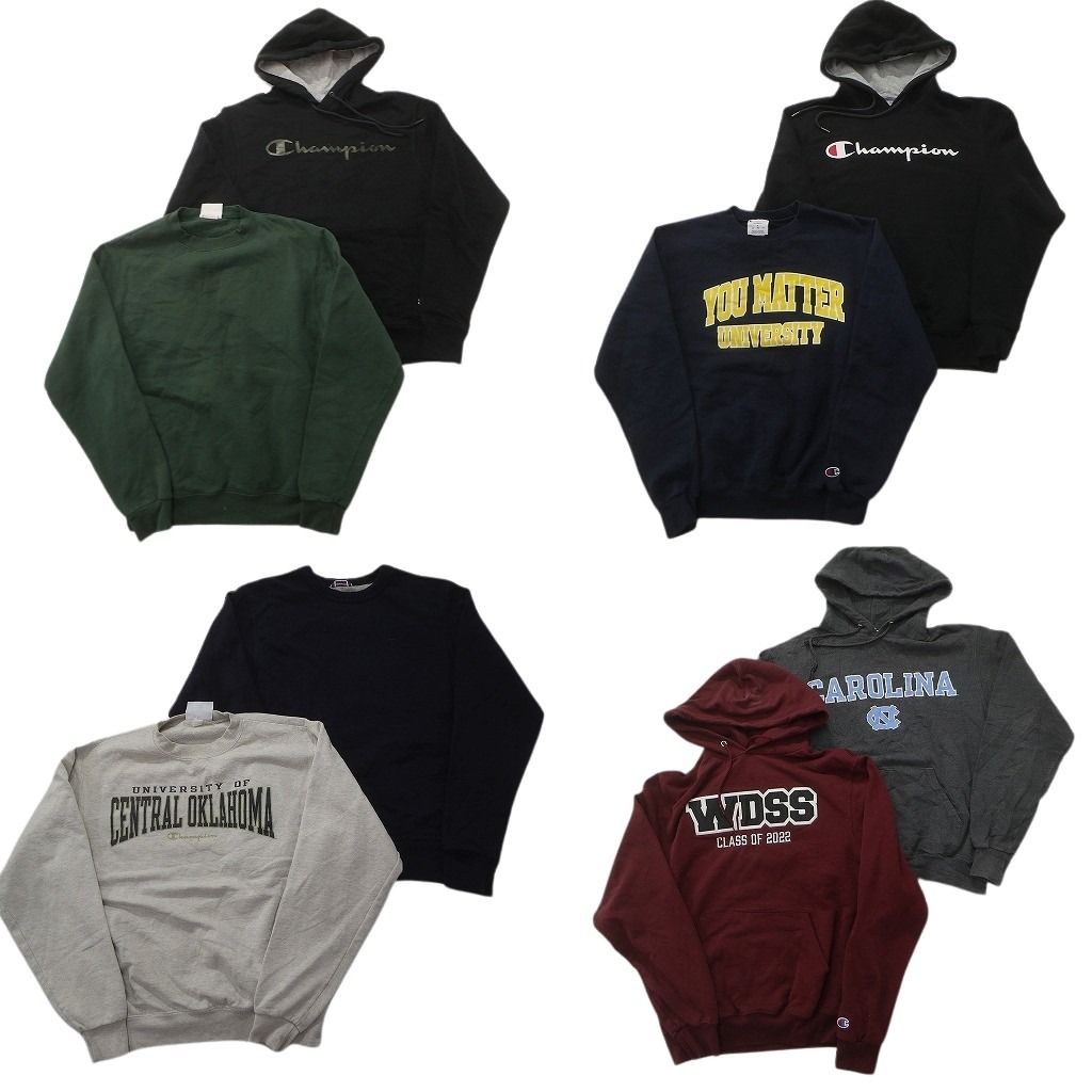 古着卸 チャンピオン Champion スウェット セット メンズ S フーディー カレッジ風 英文字 クルーネック 古着 ND0954
