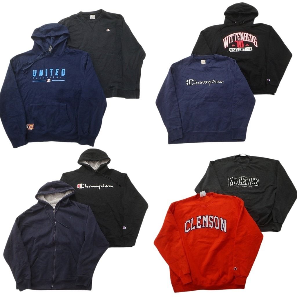 古着卸 チャンピオン Champion スウェット セット メンズ L フルジップ フーディー カレッジ 3段プリント ND 0953