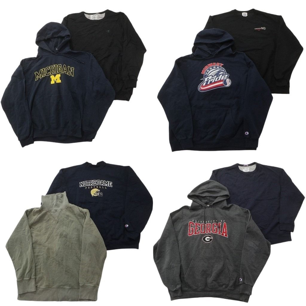 古着卸 チャンピオン Champion スウェット セット メンズ 2 XL カレッジ フーディー チームロゴ スタンド 古着 ND 0952
