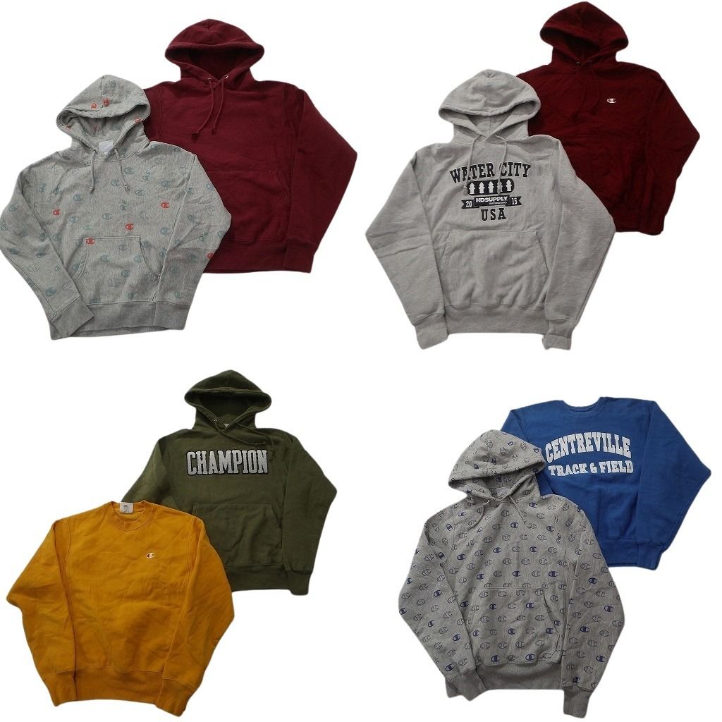 古着卸 チャンピオン Champion リバースウィーブ スウェット セット メンズ S カレッジ風 総柄 フーディー ND 0945