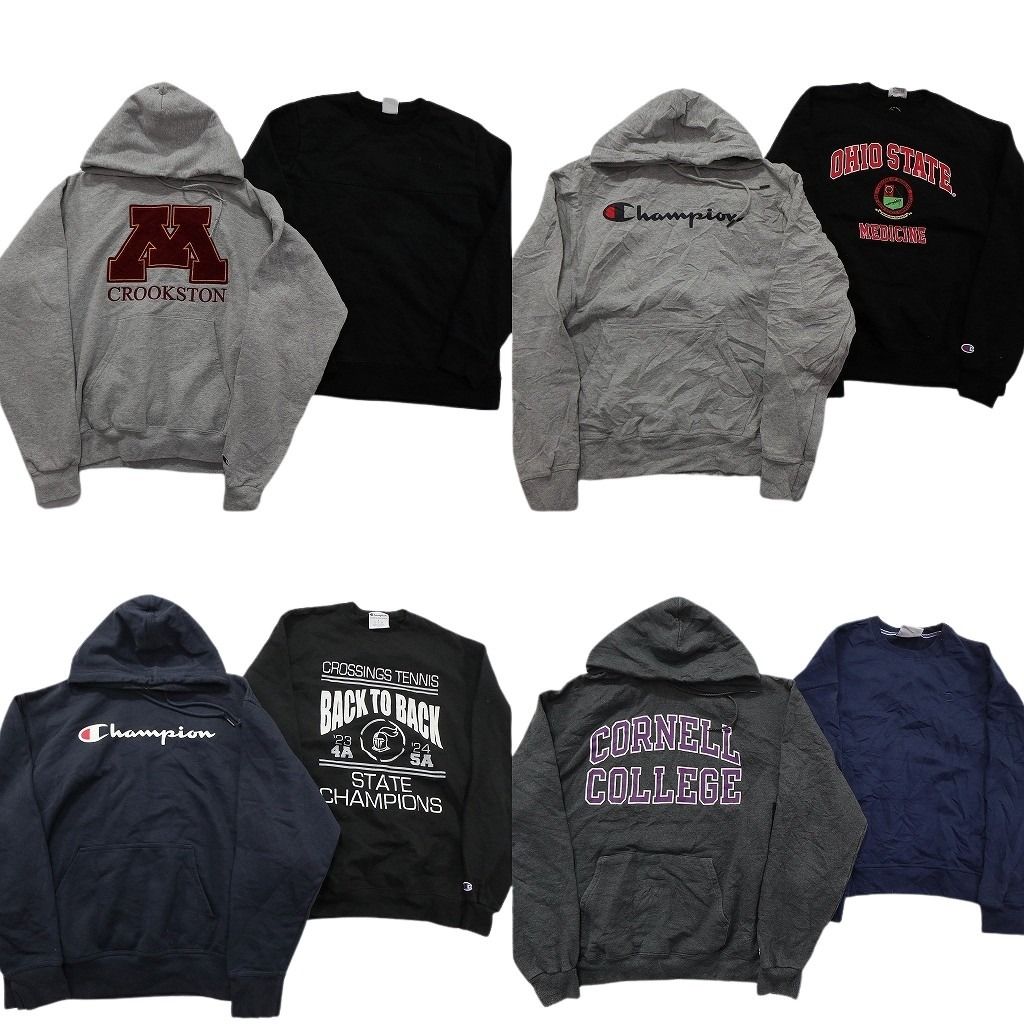 古着卸 チャンピオン Champion スウェット セット メンズ M L カレッジ フーディー クルーネック 古着 ND 0976