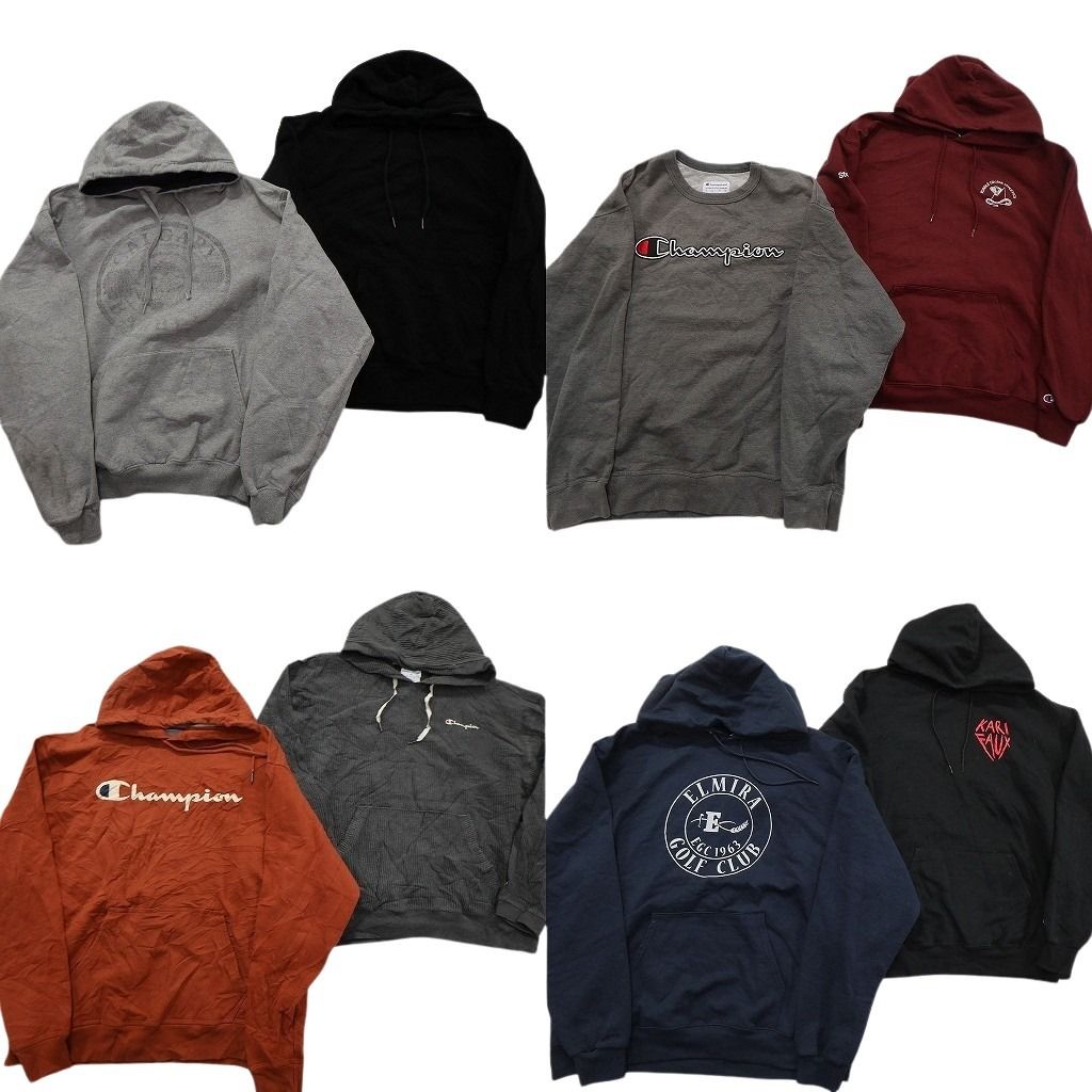 古着卸 チャンピオン Champion スウェット セット メンズ L XL フーディー ブラック グレー 英文字 古着 ND 0975