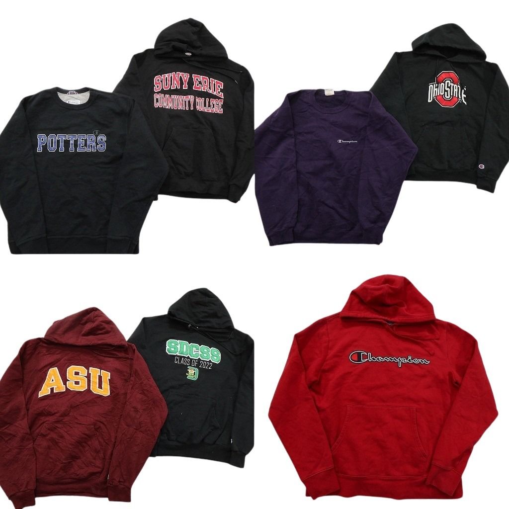 古着卸 チャンピオン Champion スウェット セット メンズ M フーディー カレッジ風 アーチロゴ 古着 ND 0971