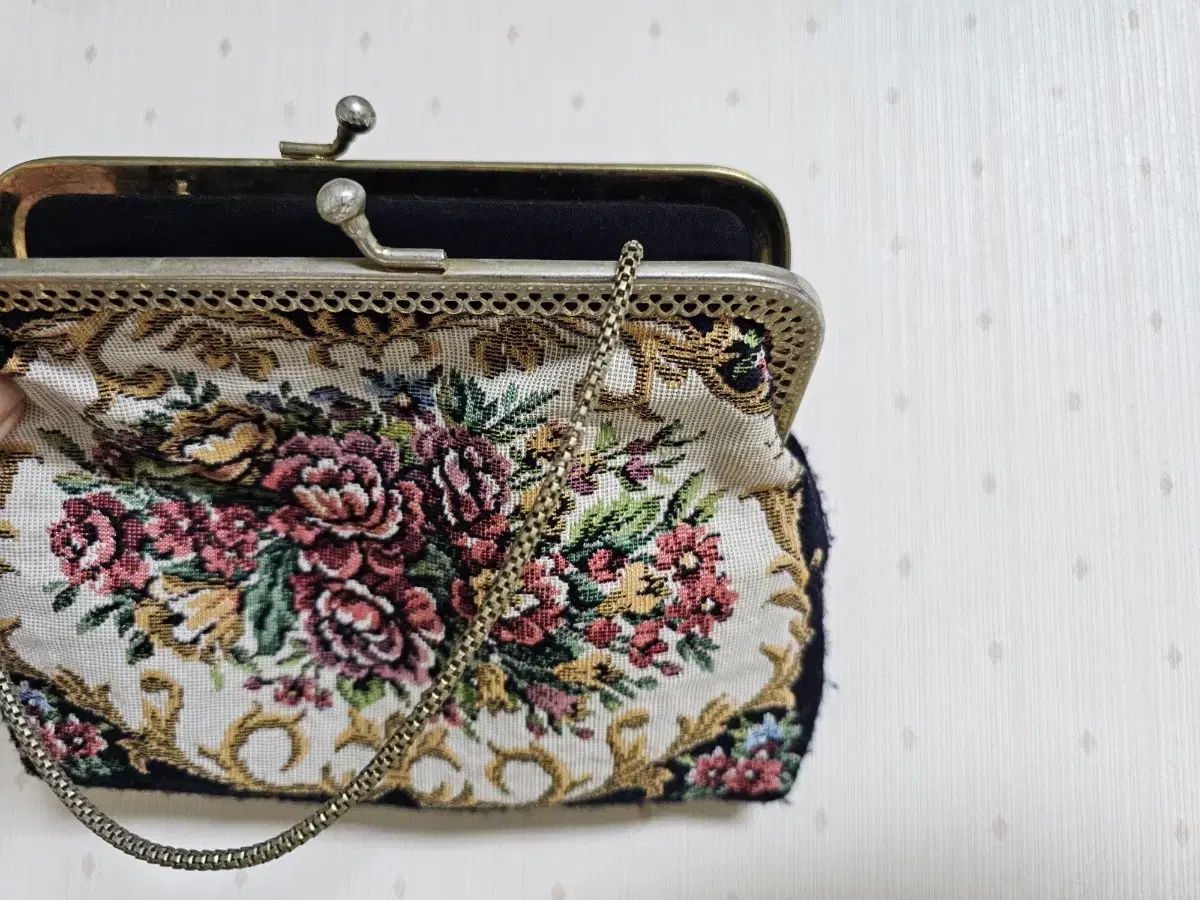 アンティークフラワーリース タペストリー バッグ