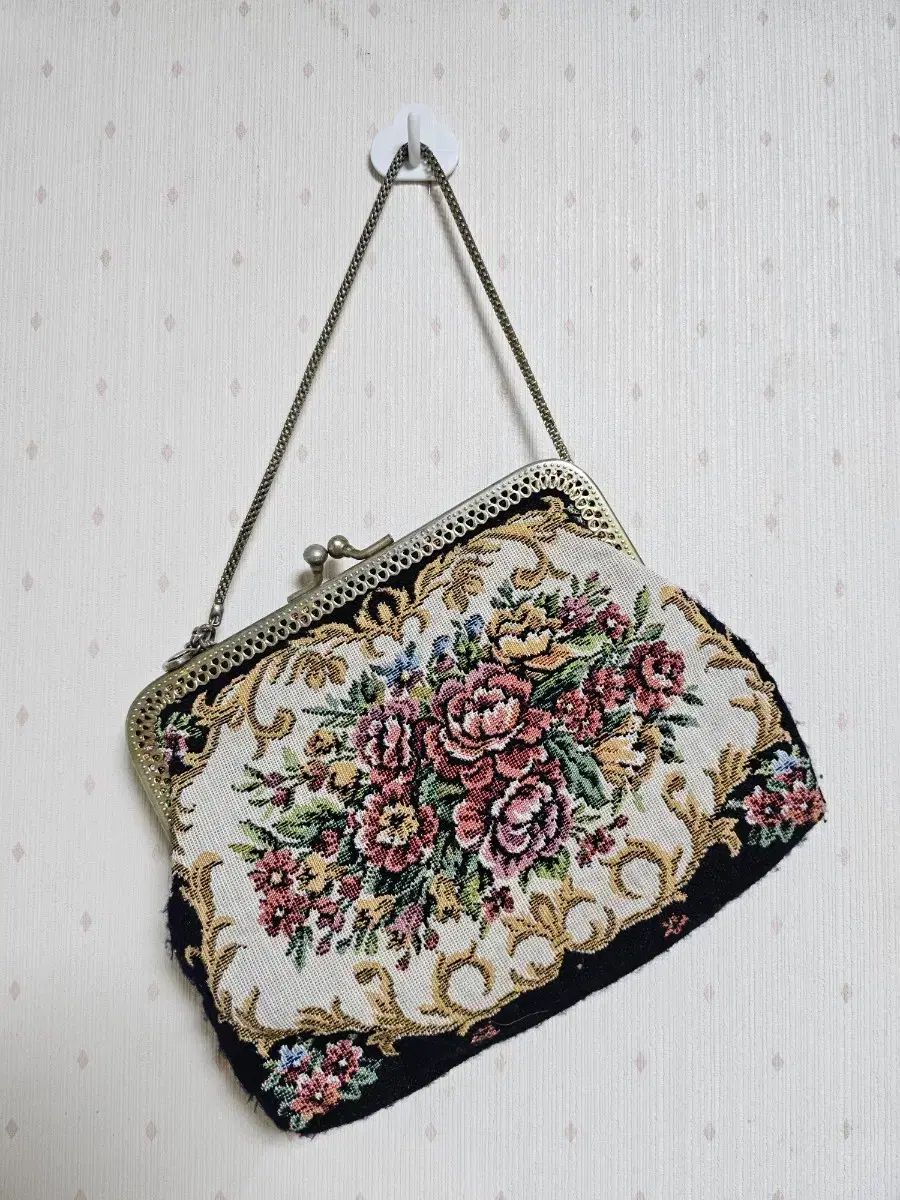 アンティークフラワーリース タペストリー バッグ
