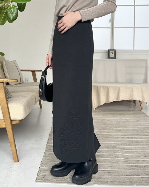 コード刺繍スカート レディース ニットスカート タイトスカート ナロー