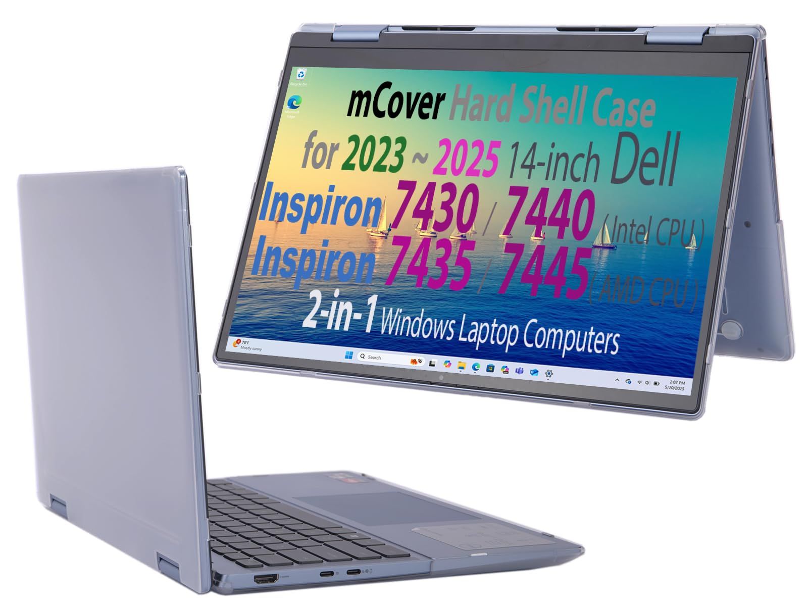 mCover ケース 2025 14インチ Dell Inspiron 7430 7435 7440 7445 2 in 1 Windowsノートブックコンピュータのみに対応 他のDellモデルには適合しません クリア