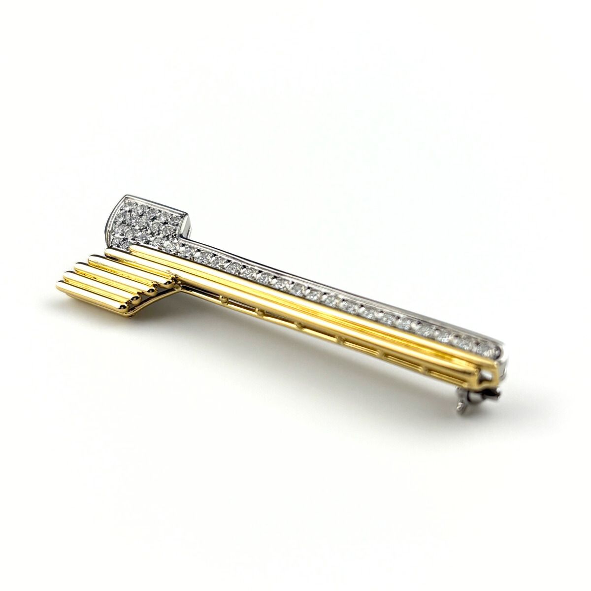 ミキモト メレダイヤ デザインブローチ プラチナ YG イエローゴールド ブローチ K 18 Pt 900 ダイヤモンド レディース