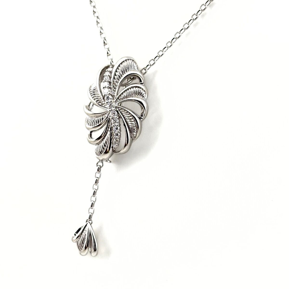 メレダイヤ デザインネックレス プラチナ WG ホワイトゴールド ペンダント ダイヤモンド ブローチ 2 WAY ネックレス Pt 900 850 K 18 レディース