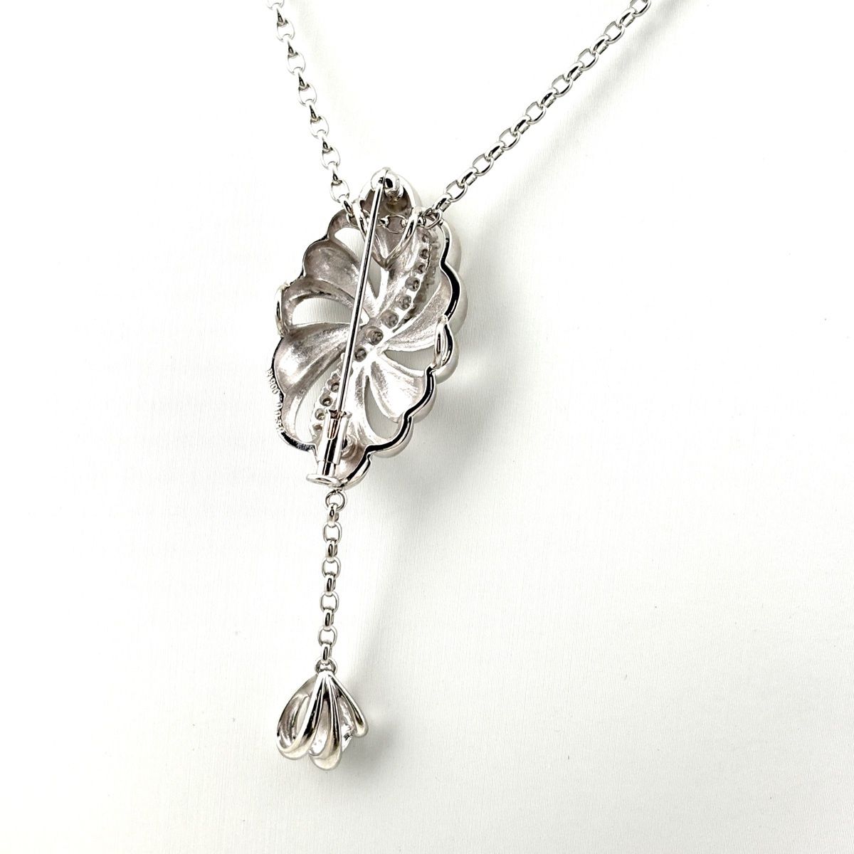 メレダイヤ デザインネックレス プラチナ WG ホワイトゴールド ペンダント ダイヤモンド ブローチ 2 WAY ネックレス Pt 900 850 K 18 レディース