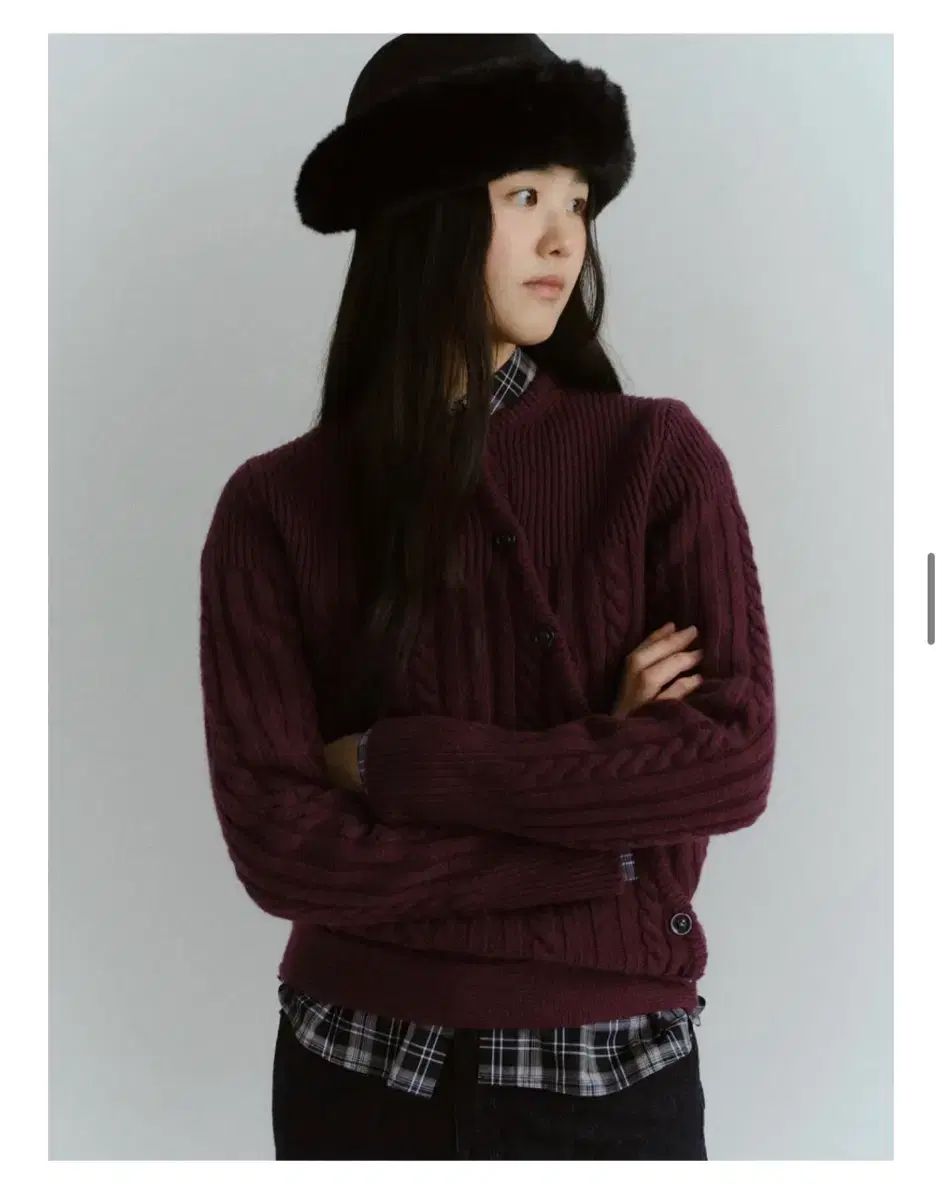 HOWUS ウール カーディガン ニット バーガンディ