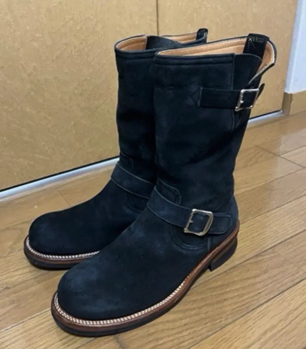 フラットヘッド ブラック スウェード エンジニアブーツ 7 1 2 aize