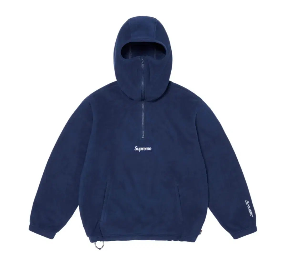 シュプリーム ポーラテック タートルネック FACE マスク ハーフ ジップ フード ネイビー