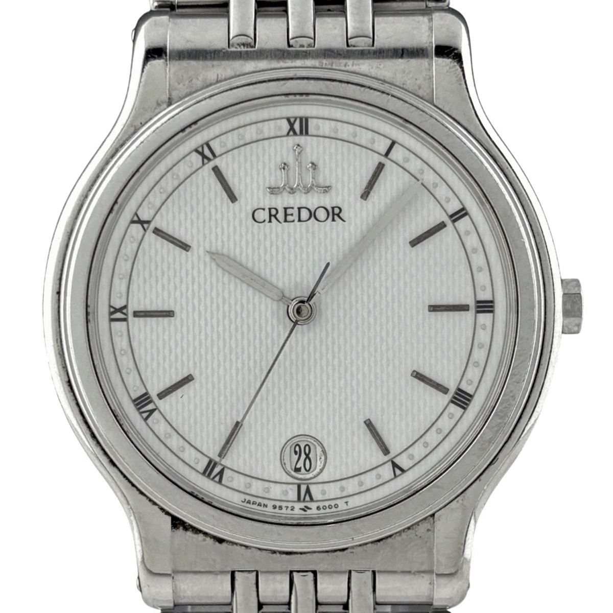 セイコー SEIKO クレドール 9572-6000 腕時計 SS クォーツ ホワイト