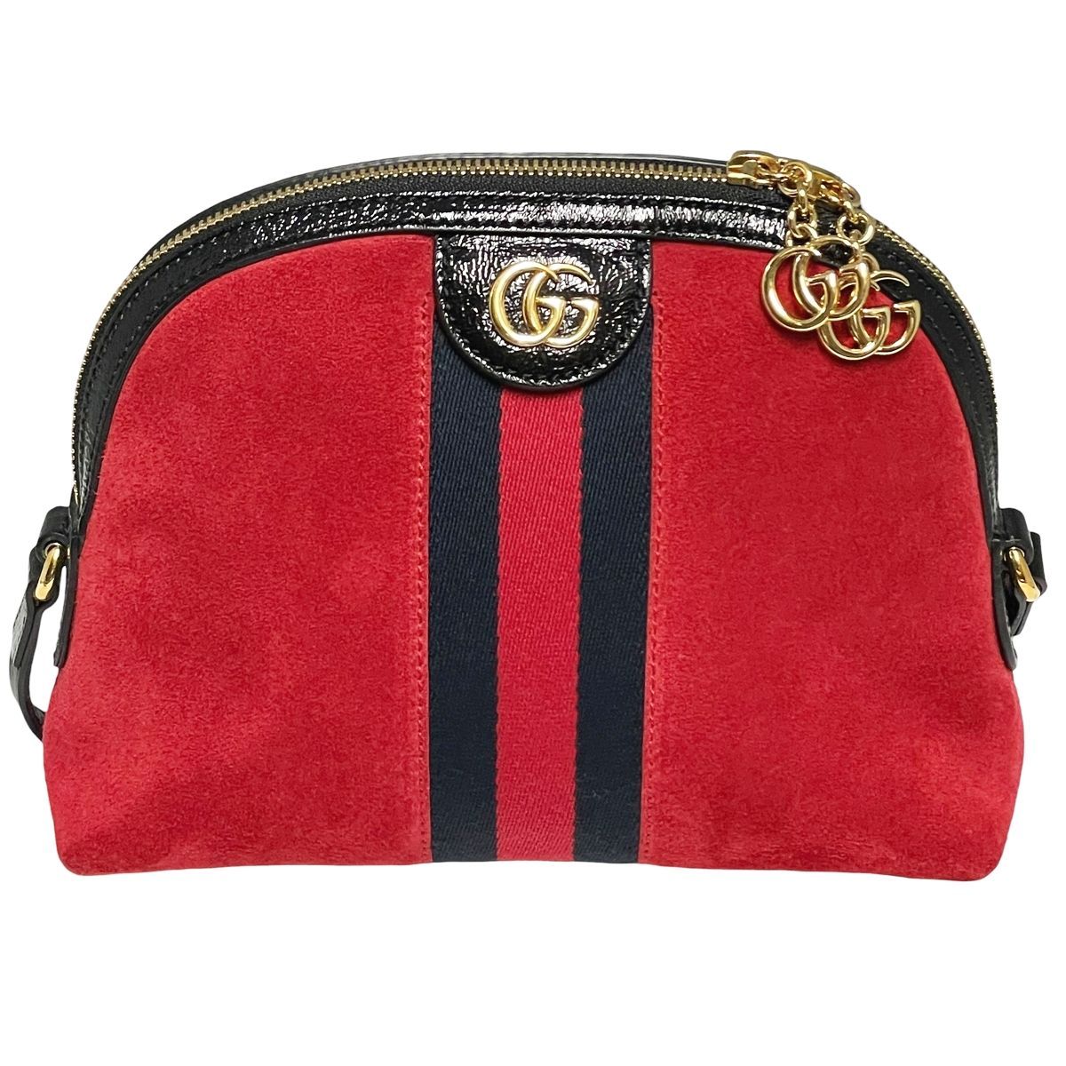 GUCCI グッチ オフディア シェリーライン GGマーモント 499621 スエード レッド ゴールド金具 ショルダーバッグ パテントレザー MK