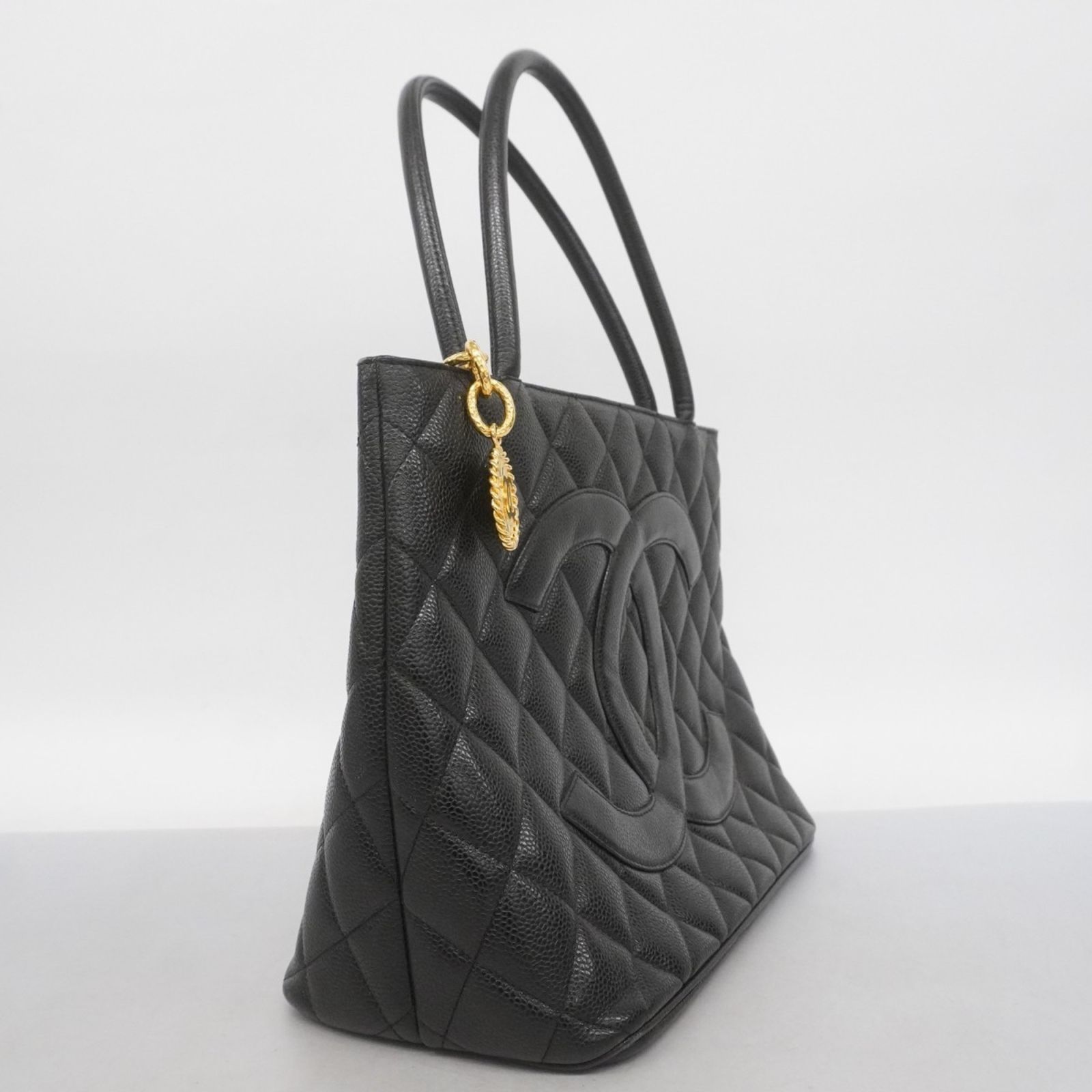シャネル Chanel トートバッグ 復刻トート キャビアスキン ブラック レディース