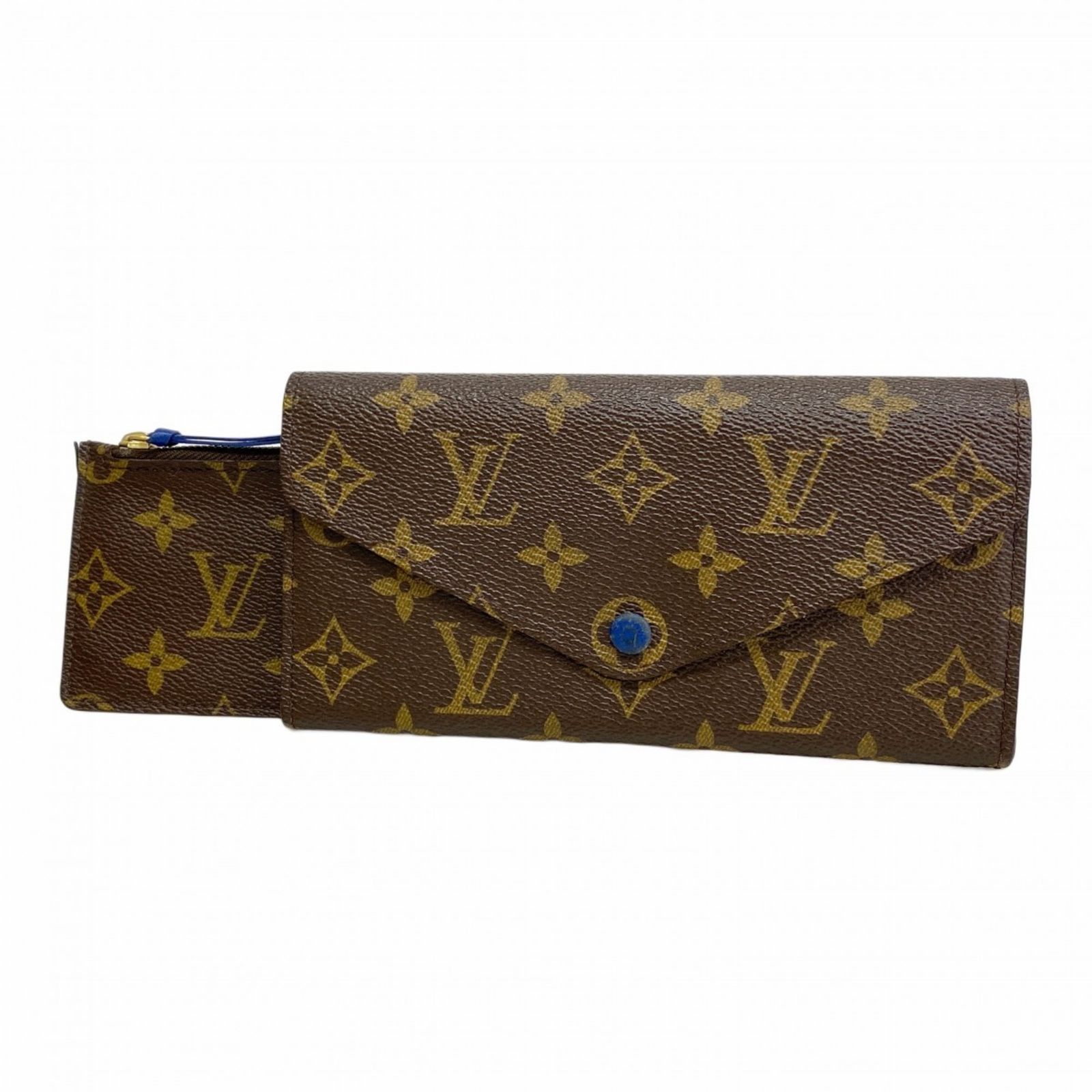 ルイ ヴィトン Louis Vuitton 三つ折り長財布 モノグラム ポルトフォイユジョゼフィーヌ M 60164 ブラウン ブルーレディース
