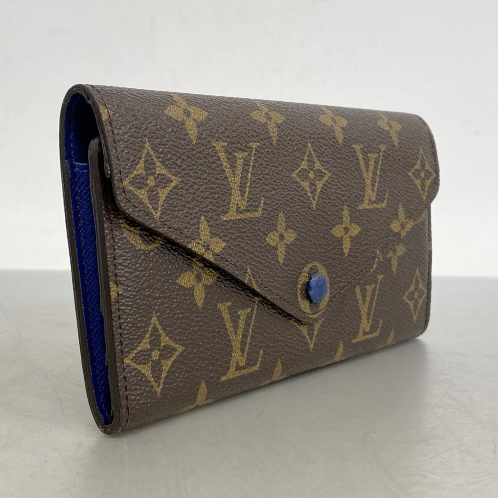 ルイ ヴィトン Louis Vuitton 三つ折り長財布 モノグラム ポルトフォイユジョゼフィーヌ M 60164 ブラウン ブルーレディース