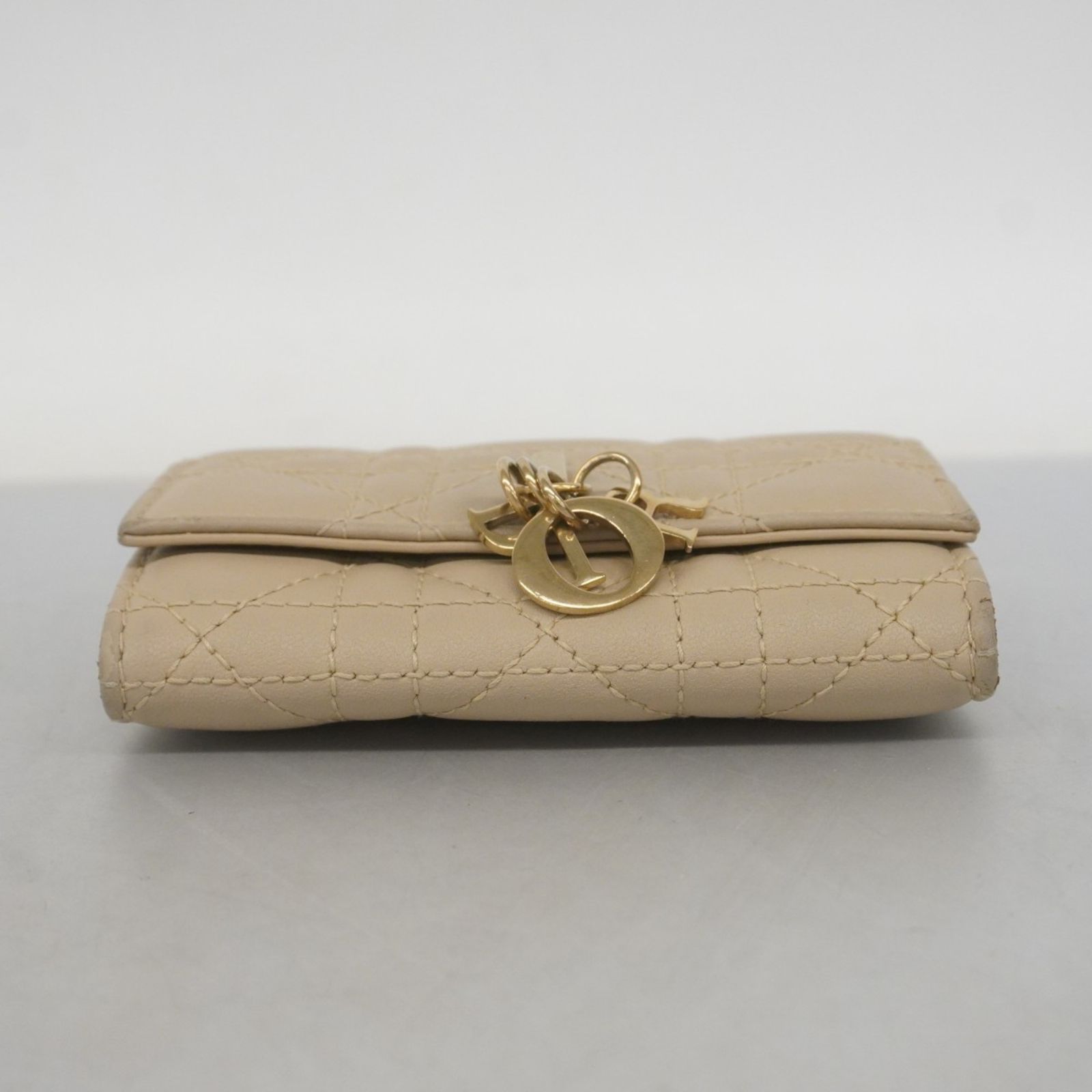 クリスチャン ディオール Christian Dior クリスチャンディオール 財布 カナージュ レザー ベージュ シャンパンレディース