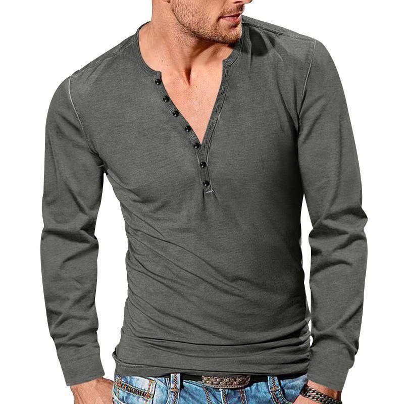 長袖tシャツ 未使用 メンズ tシャツ ヘンリーネック 秋 冬 長袖 Vネック カットソー 無地 インナー トップス 大きいサイズ 大人 おしゃれ カジュアル シンプル ファッション 秋物 春物 冬 yifeng