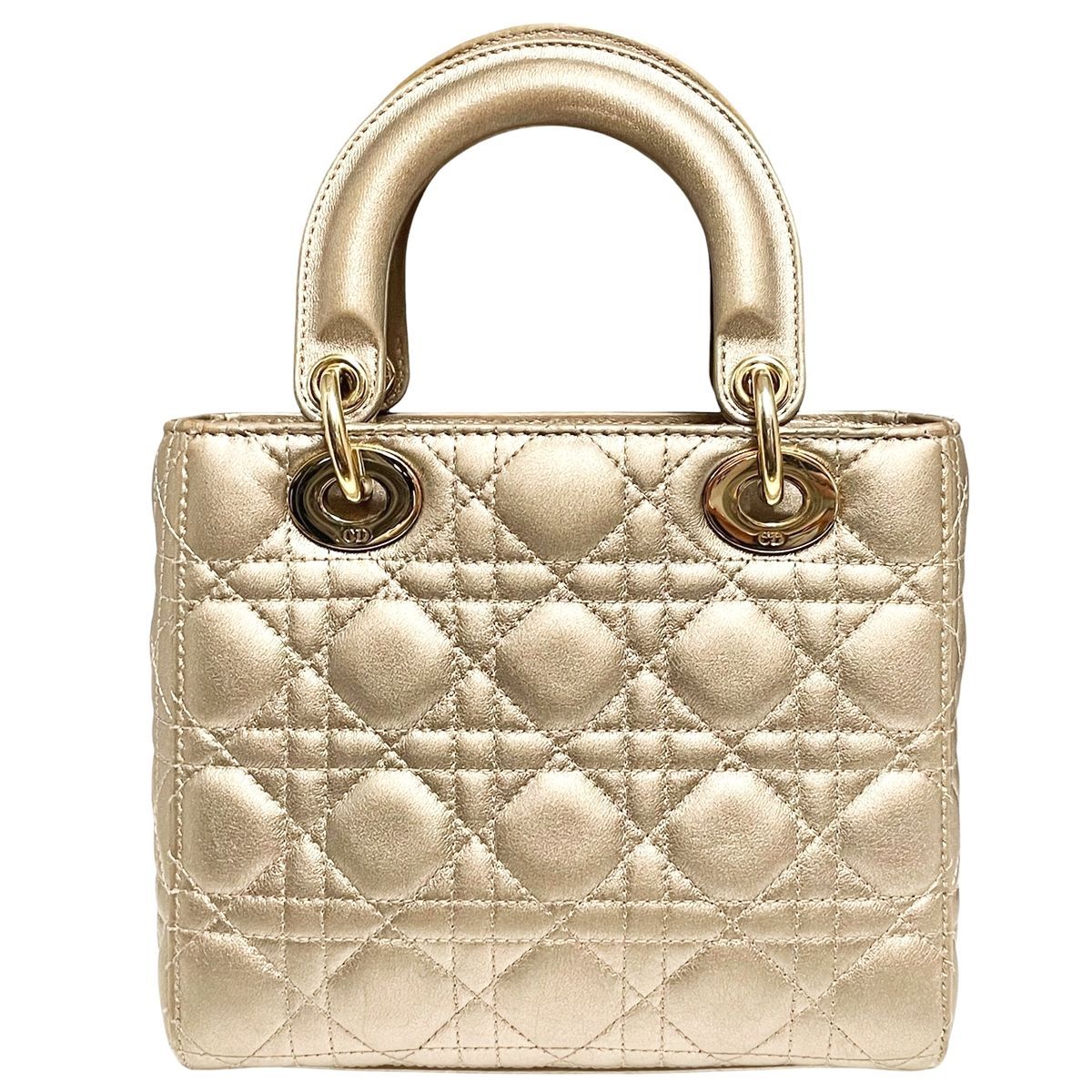  Dior レディディオール スモール MyABCDior シャンパンゴールド ショルダーバッグ チャーム ストラップ付属 カナージュ ラムスキン 2 way MK メッセンジャーバッグ ショルダーバッグ