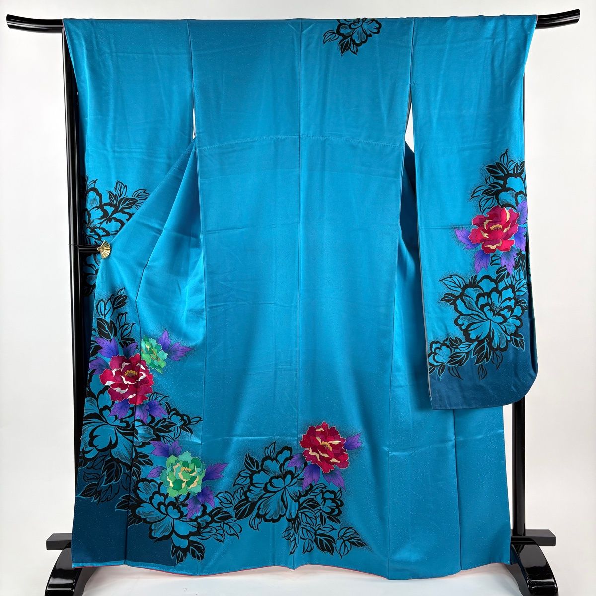 美品】 振袖 身丈166cm 裄丈68.5cm L 袷 クリアランス 牡丹 銀通し 金銀