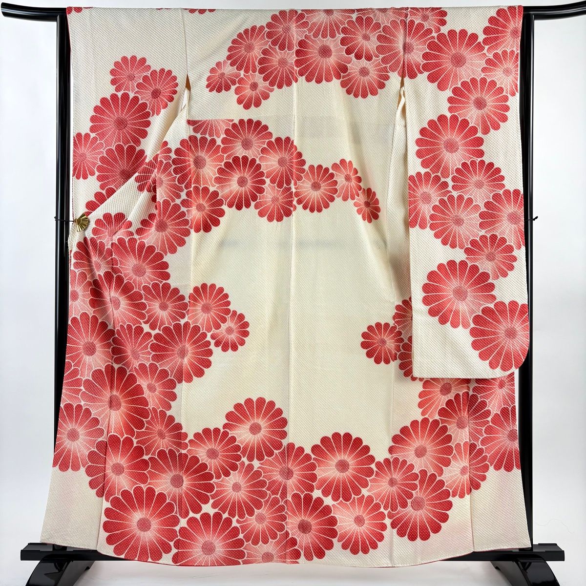 振袖 身丈160.5 cm 裄丈63.5 S 袷 花 クリーム 正絹 秀品