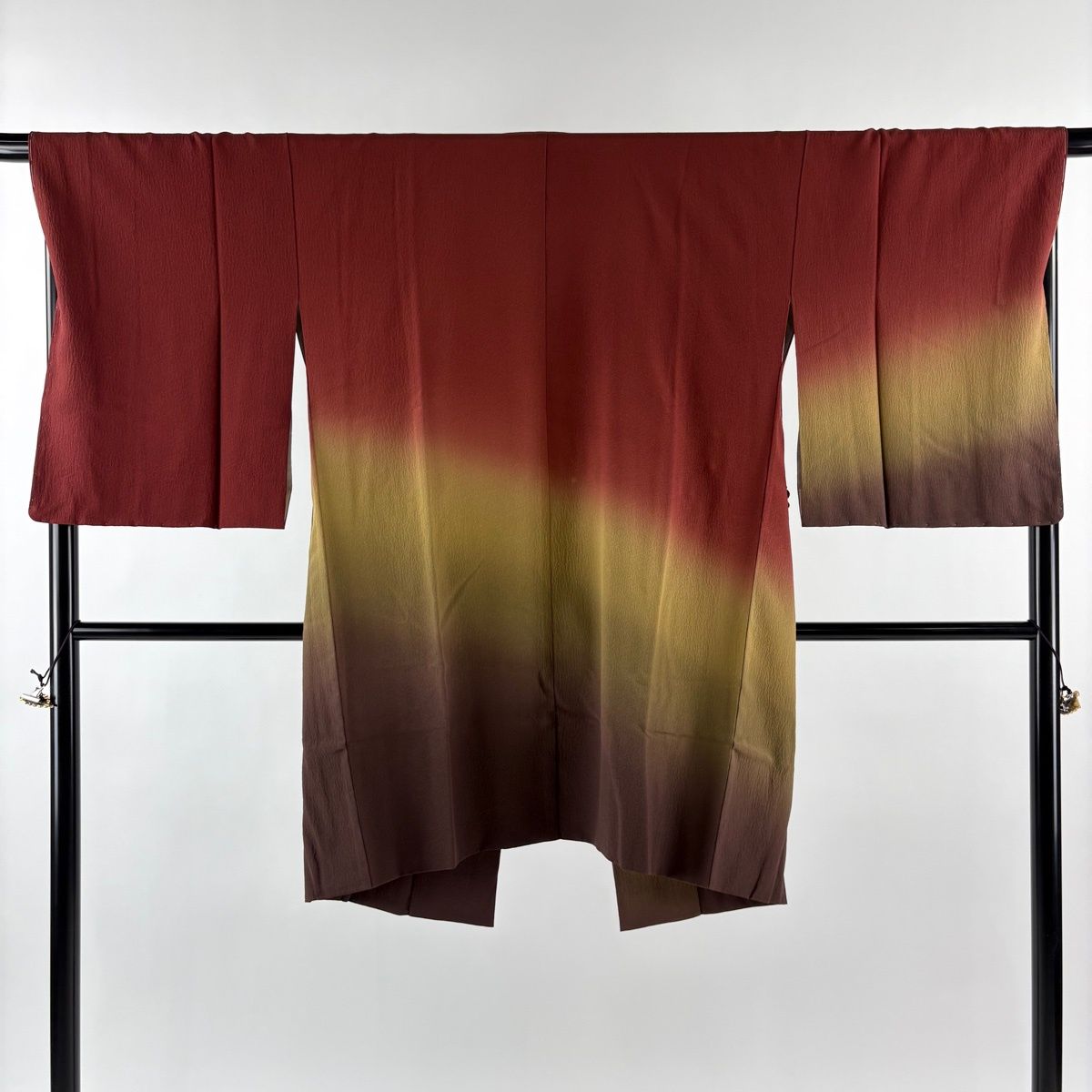 道中着 身丈99 cm 裄丈68.5 L 和装コート 岡山武子 落款 ぼかし柄 赤茶 正絹 秀品