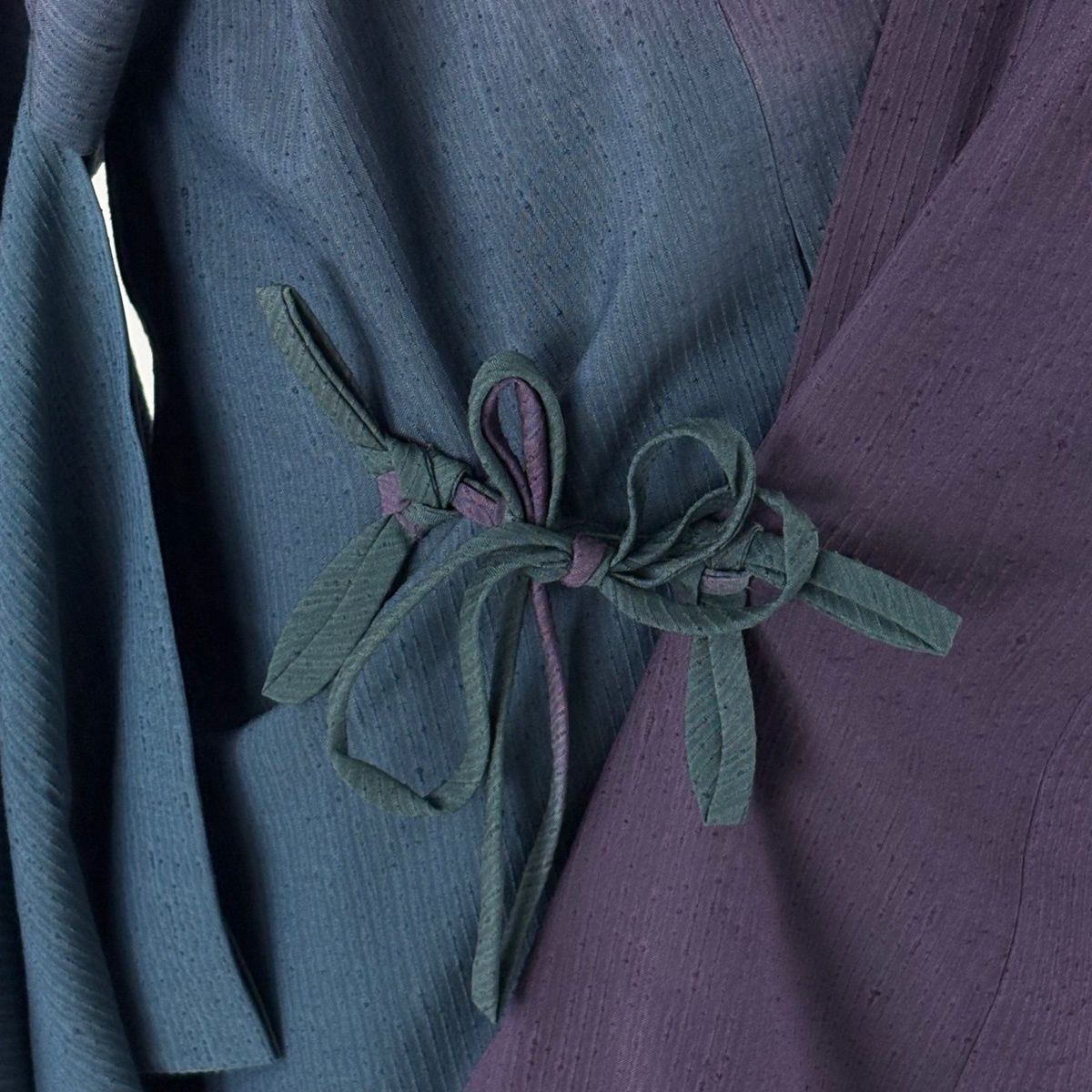  道中着 身丈95.5 cm 裄丈63.5 S 和装コート 紬地 ぼかし 染め分け 紫 正絹 秀品 羽織 着物 浴衣